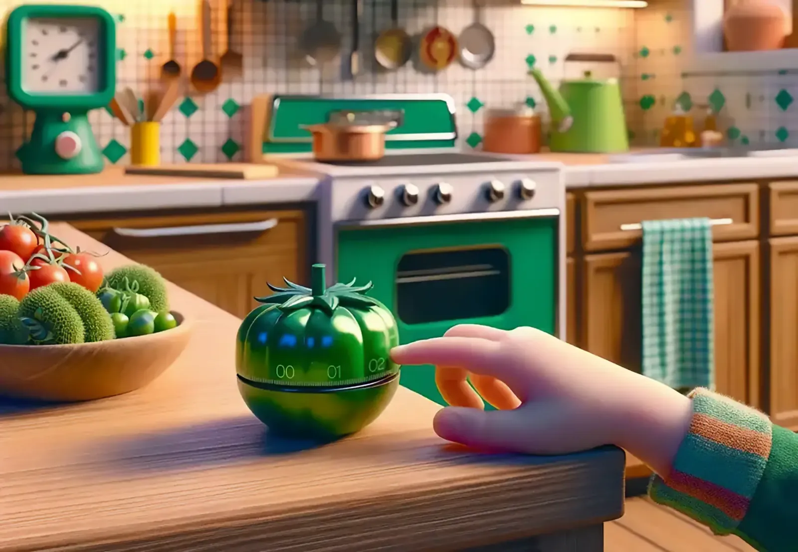 Un temporizador de cocina con forma de tomate